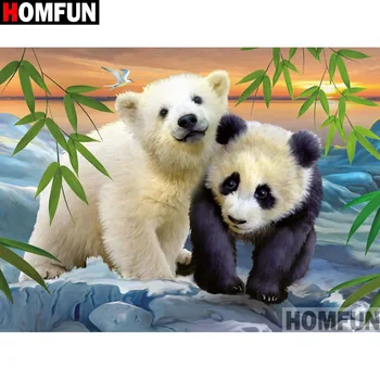 

HOMFUN Full Square/Round Drill 5D DIY Diamond Painting "Bear panda" 3D Embroidery Cross Stitch 5D Home Decor A13375