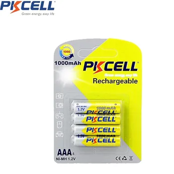 

4Pcs PKCELL aaa 1000mah NIMH 1.2v Rechargeable Battery AAA nimh 1.2V Batteries 1000times cycles For Remote Control Toys Camera
