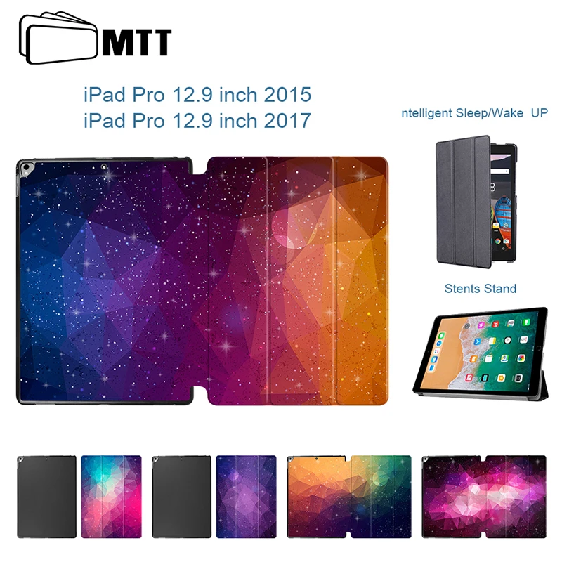 

Colorful Polygon Leather Smart Case For Apple iPad Pro 12.9 inch cover for 12.9 ipad pro 2017 case Tablet Protector Stand Cover