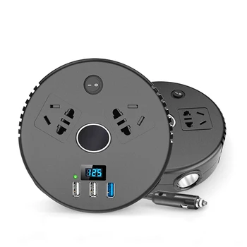 

Black Universal Car Inverter 12V/24V Convert To 220V Power Converter Multi-Functional Car Socket