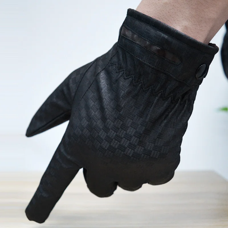 2017 Men's Cheap Leather High Quality PU Leather Gloves for Men Winter