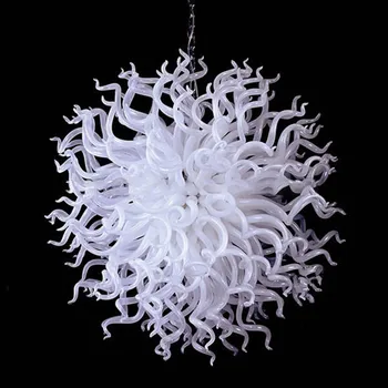 

Brand New Decor Round Murano Blown Glass Chandelier 100% Handmade White Colors Elegant Dale Chandeliers