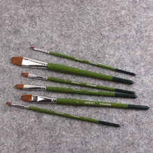 6 шт./компл. шерсть ласки с плоской головкой короткий стержень ряд ручка гуашь акварель картина пропилена живопись маслом принадлежности художественные Кисти