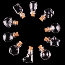 Wholesale 10pcs Mini Transparent Glass Bottle Jars Vials Wish Bottle Cute Art Bottles DIY Craft with