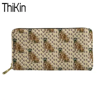 

Thikin Long PU Leather Wallets Women Mastiff Printing Luxury Purse Ladies Clutch Money Bags for Females Card Phone Holder Zipper