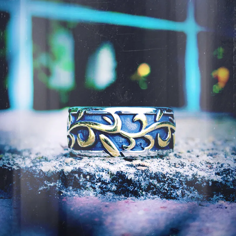 Beier Cheap Man's Jewelry Stainless Steel Gothic Flower Simple Pattern Ring For Man BR8-151