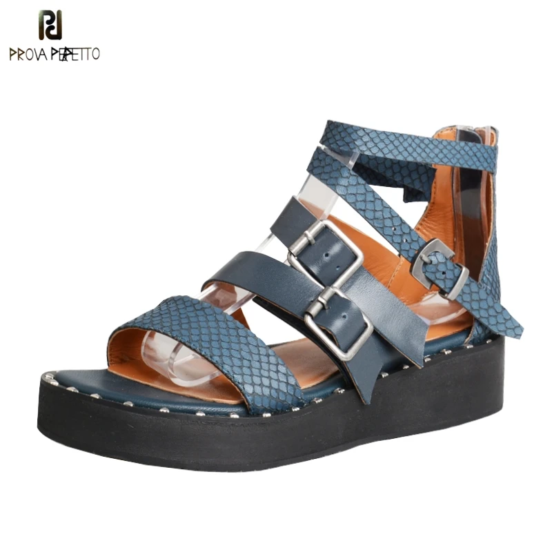 

PROVA 2019 Summer New Fashion Sandals Wedge Heels Thick Sole Sandals Shoes Simple Buckle High-heeled Buckle Cool Shoes Women