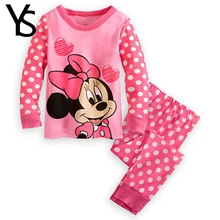 Girls Pajamas 95% Cotton Cartoon Suit Kids Children Clothing Set 2 Pcs Long Sleeve Sleep Night Wear