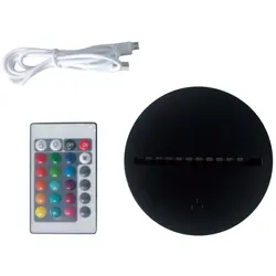 Modern Black USB Cable Remote Control Night Light Touch Switch Acrylic 3D Led Night Lamp Assembled Base for Home Bedroom Decor