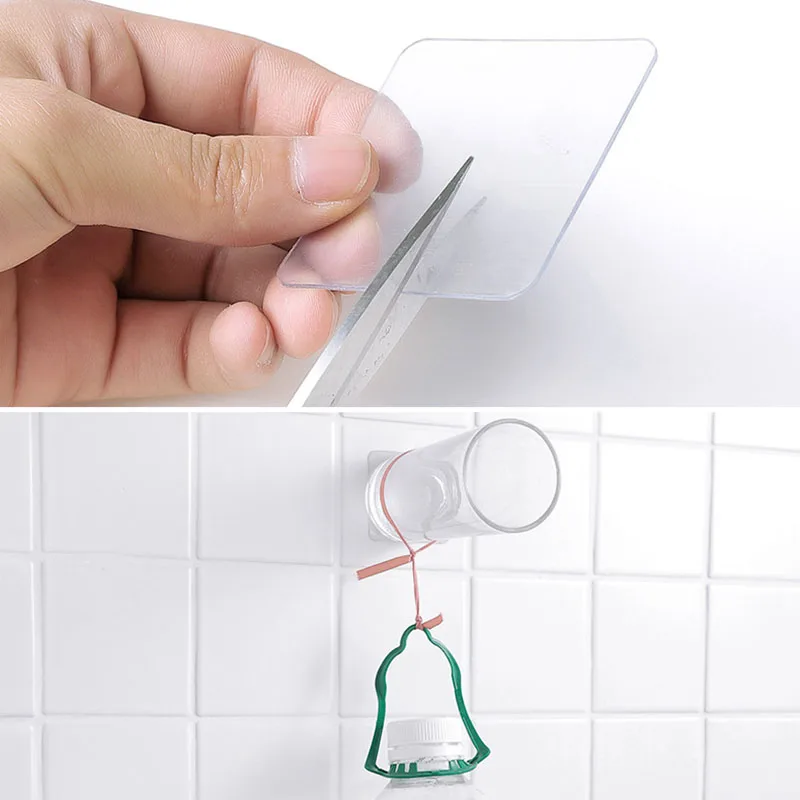 

20Pcs Double-Sided Transparent Adhesive Hook Auxiliary Paste Strong Seamless Tile Hook Waterproof Magic Stickers Bathroom Tool