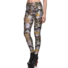 New Arrival 3864 Sexy Girl Cute Pet Kitty Cat Kitten Printed Elastic Fitness Polyester Workout Women