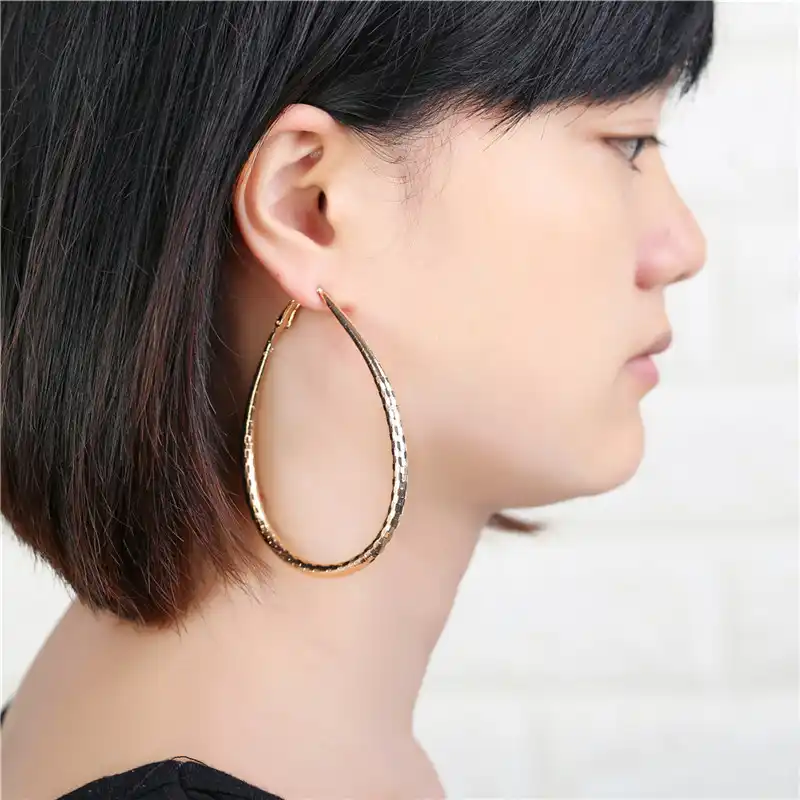 Grande relleno de oro aro Pendientes Aros para Mujer Regalo Grande Círculo Criollo
