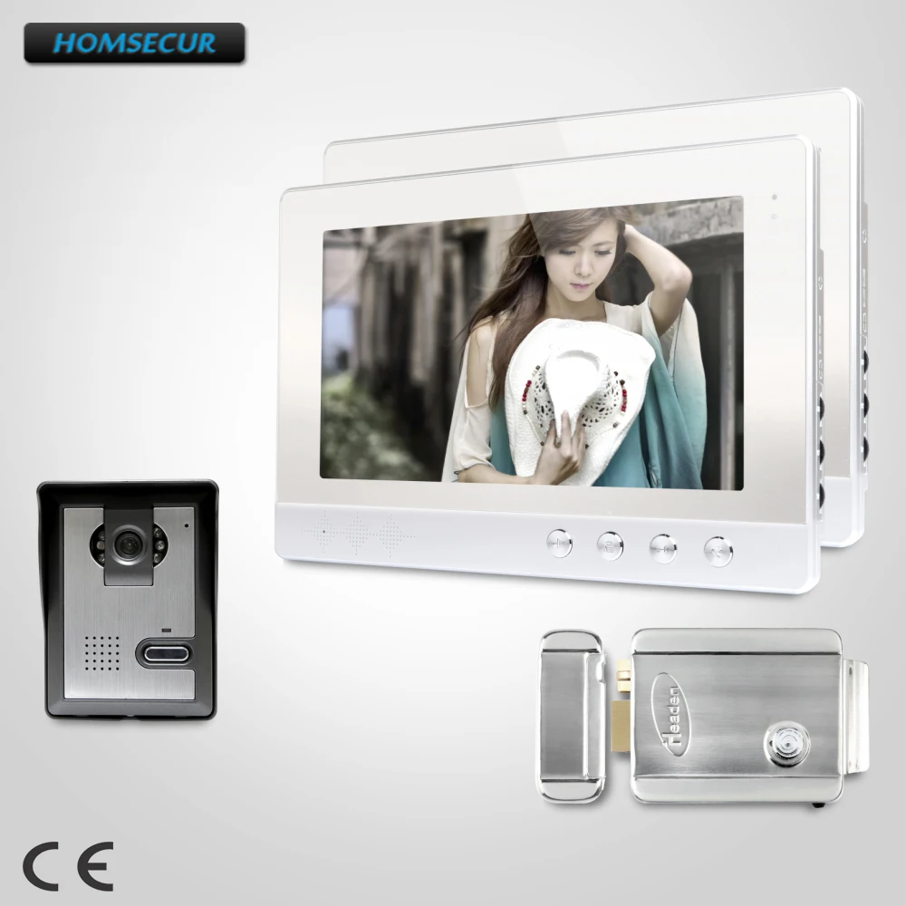 

HOMSECUR 10.1inch Wired Video Door Entry Call System Electric Lock with Keys Included XC005+XM101-S