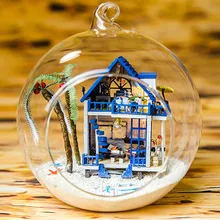 DIY Романтический Эгейское море стеклянный шар Кукольный домик ручной сборки ручной работы деревянные наборы вилла Buliding мебель детская популярная кукла