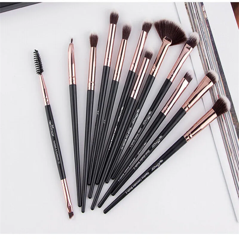 

12 Pcs/Set Professional Eye Shadow Foundatio Anmor Pro Makeup Brushes Set 12 pcs/lot Eye Shadow Blending Eyeliner Eyelash Eye
