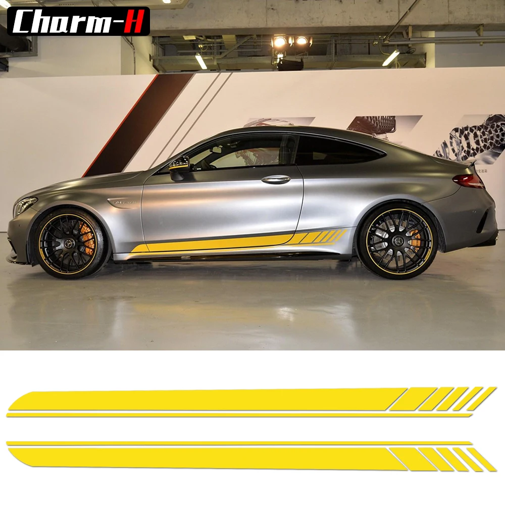 Наклейки на порог юбки для Mercedes Benz AMG Edition 1 C63 Coupe W205 2 шт.|stripe sticker|side stripes decalssill mercedes |