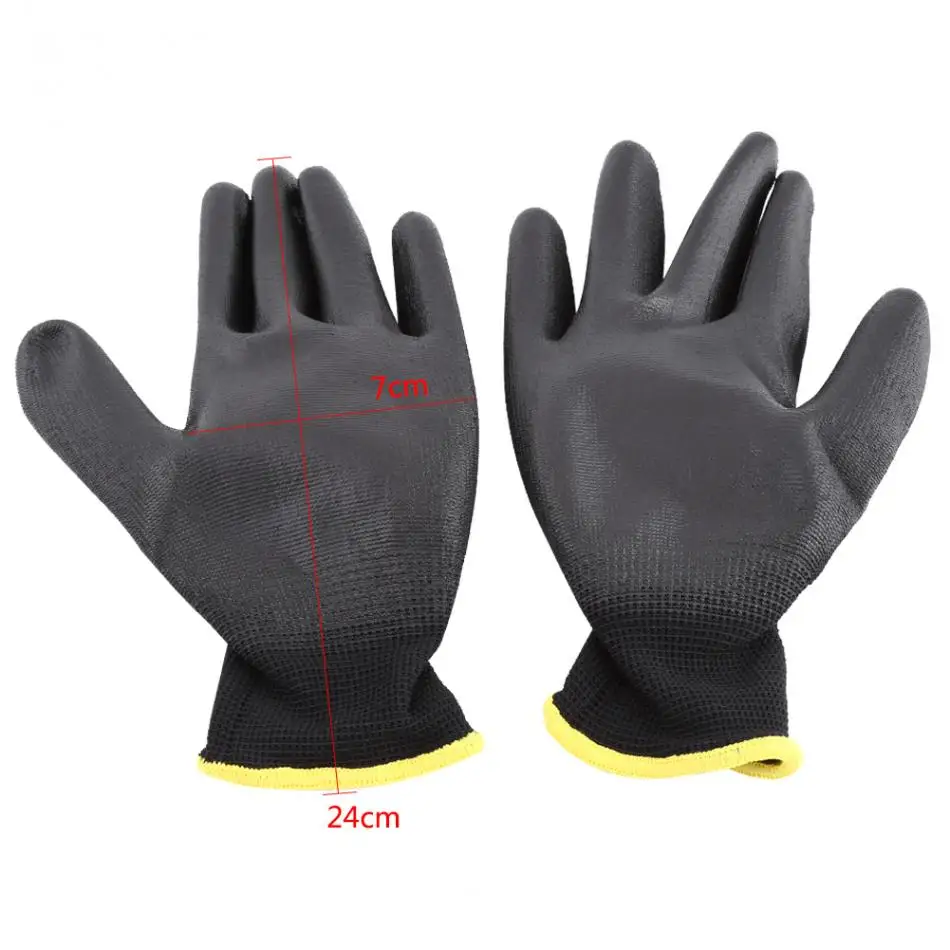 12Pairs/set Protective Work Gloves With PU Coated Palm Anti static for