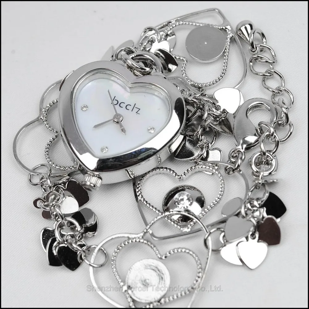 

Fashion High Quality Women Watches Retro Silver Heart With Crystal Rhinestone Girls Lady Alloy Quartz Adjustable WristWatches