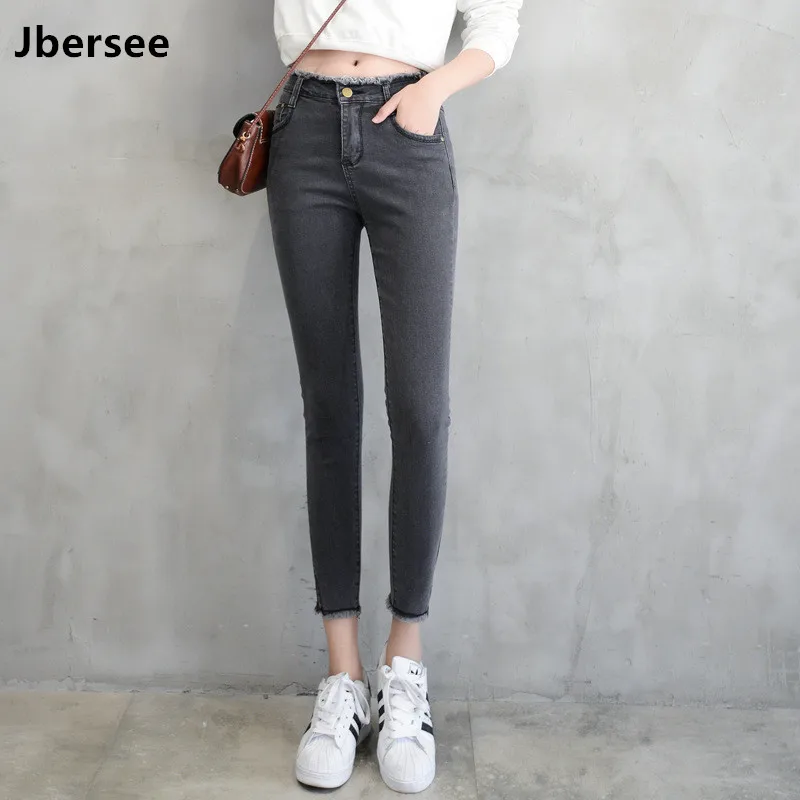 

Autumn Winter Warm jeans Women' s Ankle-Length Pants Student Skinny Elastic Jeans for Woman Spring Skinny High Waist Jeans