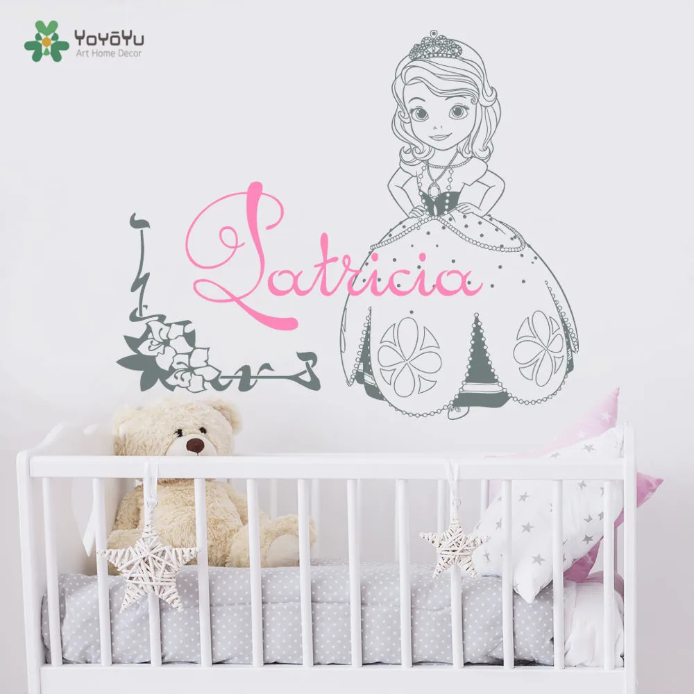 

YOYOYU Vinyl Wall Decal Princess Flower Girl Personalized Custom Name Kids Room Art Home Decoration Stickers FD417