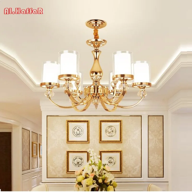 

Modern new LED Gol color metal Crystal Chandeliers Lighting Led Pendant Chandelier Lighting Fixture Lamp For living room