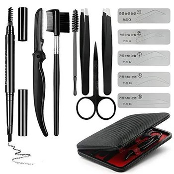 

7Pcs Scissor Accessories Brush Cosmetic Tools Black Travel Eyebrow Set Professional Durable Trimmer Grooming Pencil Portable Men