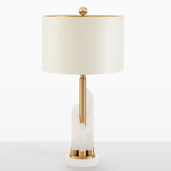 

modern Stone pillar metal marble desk lamp living room bedroom study dining luxury table light office decorative led table lamp
