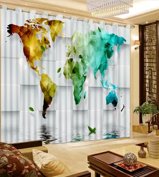 

colorful map curtains indow Blackout Luxury 3D Curtains set For Bed room Living room Office Hotel Home Wall