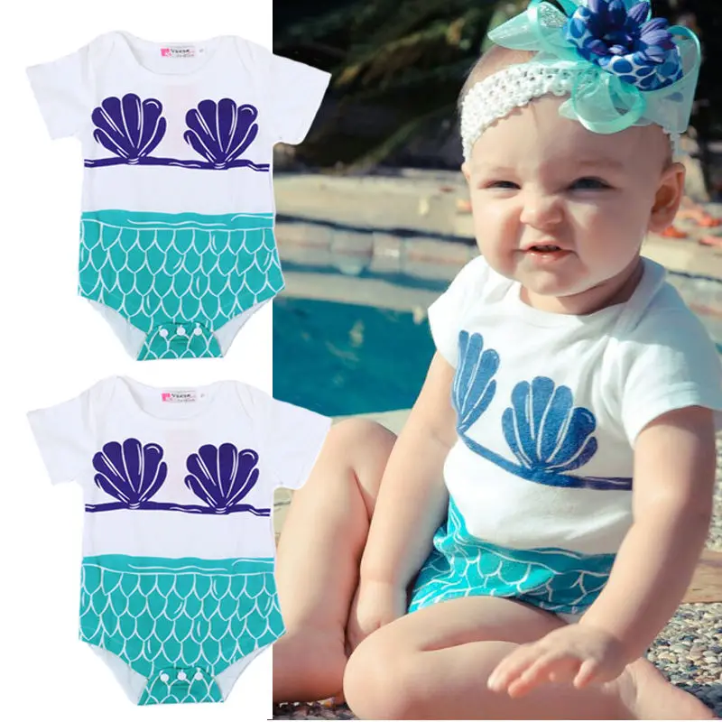 2017 Mermaid Bodysuit Clothes Outfit Sunsuit Summer Baby Mermaid