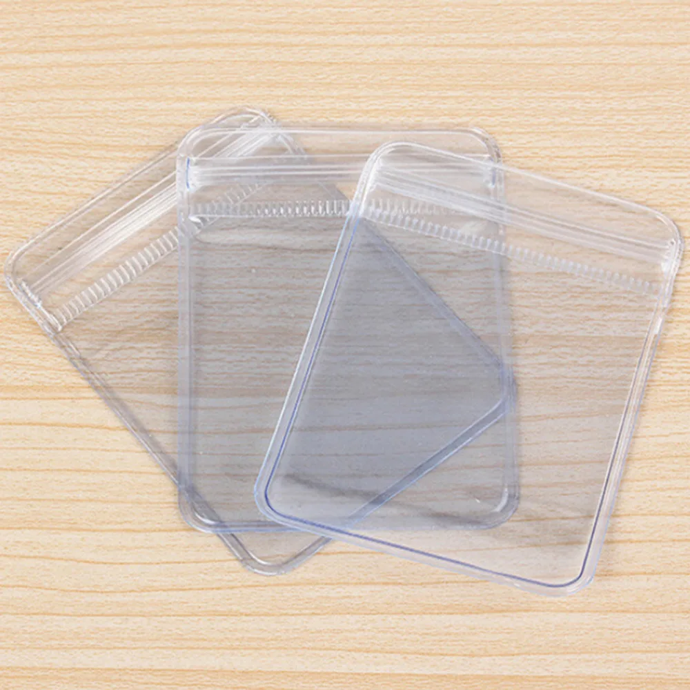 100X Envelopes Seal Plastic Bags Clear PVC Plastic Coin Bag Case