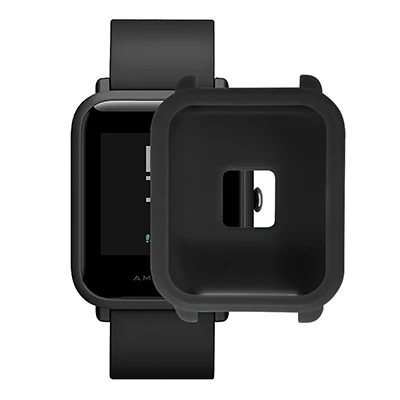 Чехол для Xiaomi Huami Amazfit bip bit pace lite youth smart watch Мягкая Силиконовая защита для экрана устойчивая к царапинам рамка Крышка - Цвет: black