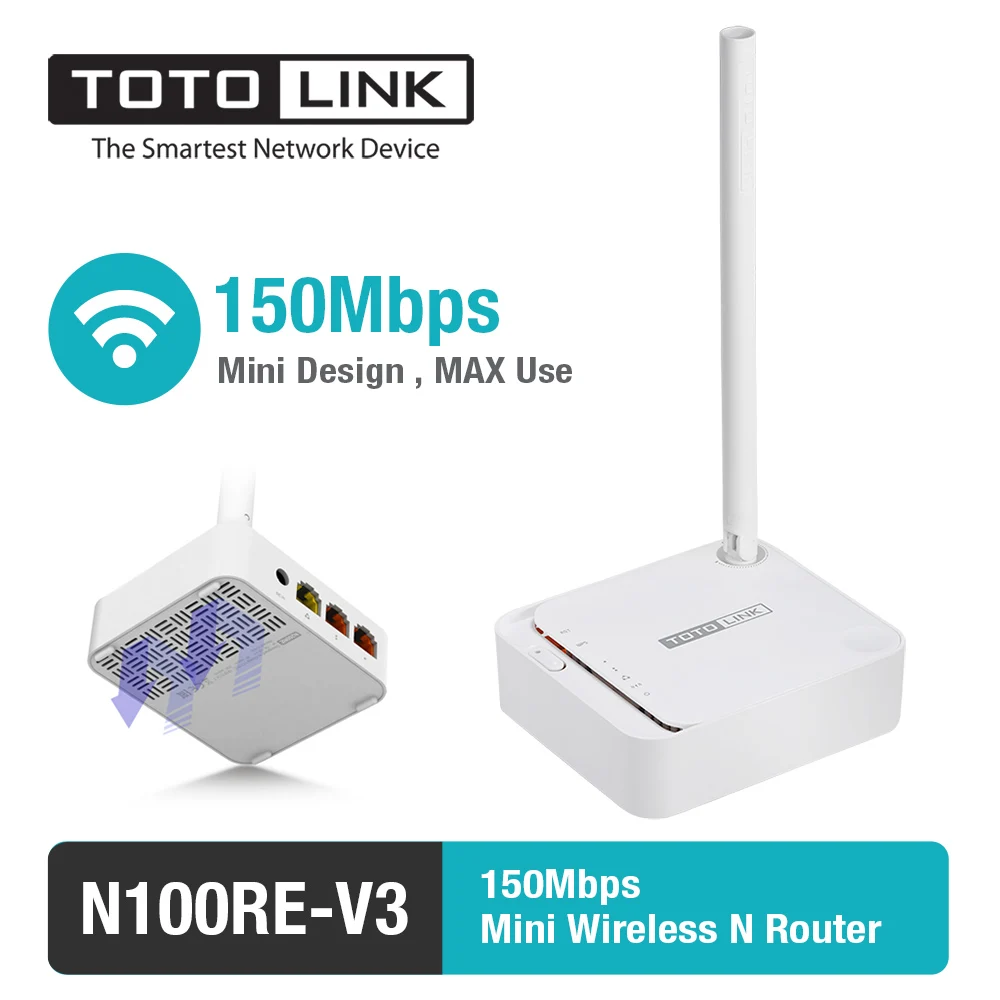 TOTOLINK N100RE 150 Мбит/с мини беспроводной WiFi маршрутизатор, домашний Универсальный Wi-Fi повторитель, маленький и умный, поддержка vpn-iptv, простая настройка