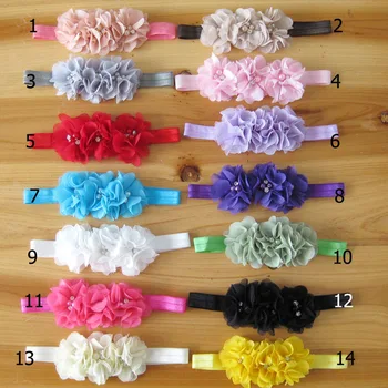 

60 PCS Baby Headbands, Chiffon Flower Headband with Rhinestone mixed colour