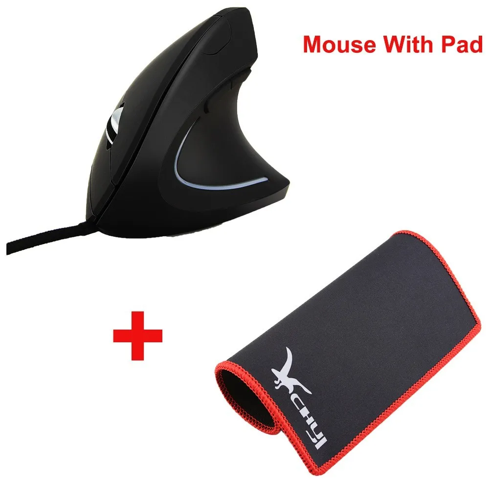 Эргономичная Вертикальная геймерская мышь 3200 dpi USB оптическая компьютерная мышь Проводная цветная светодиодный игровой коврик с подсветкой для ПК - Цвет: Mouse And Pad