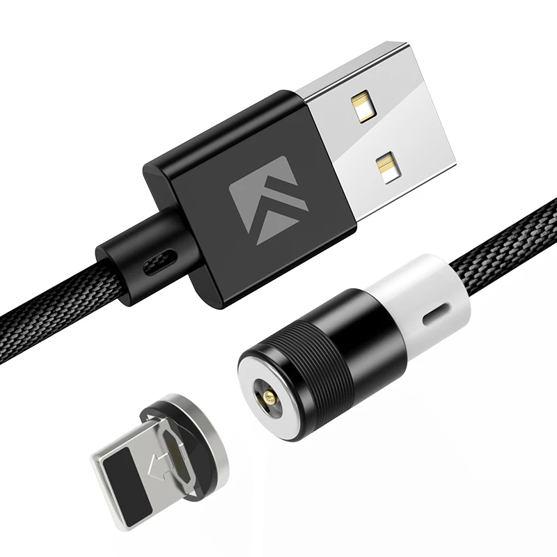 FLOVEME USB C Магнитный кабель для Samsung Galaxy S9 S8 плюс 1 м 5V2A Тип C Micro USB кабель для iPhone X SE магнит зарядное устройство Кабо usb c кабель зарядное устройствомагнитная зарядка зарядка для телефона - Цвет: All Black 1M