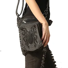 Steampunk Bag Men Women Shoulder Waist Bag Black Leather Mobile Phone Pounch New Originals Women’s Messenger Bags