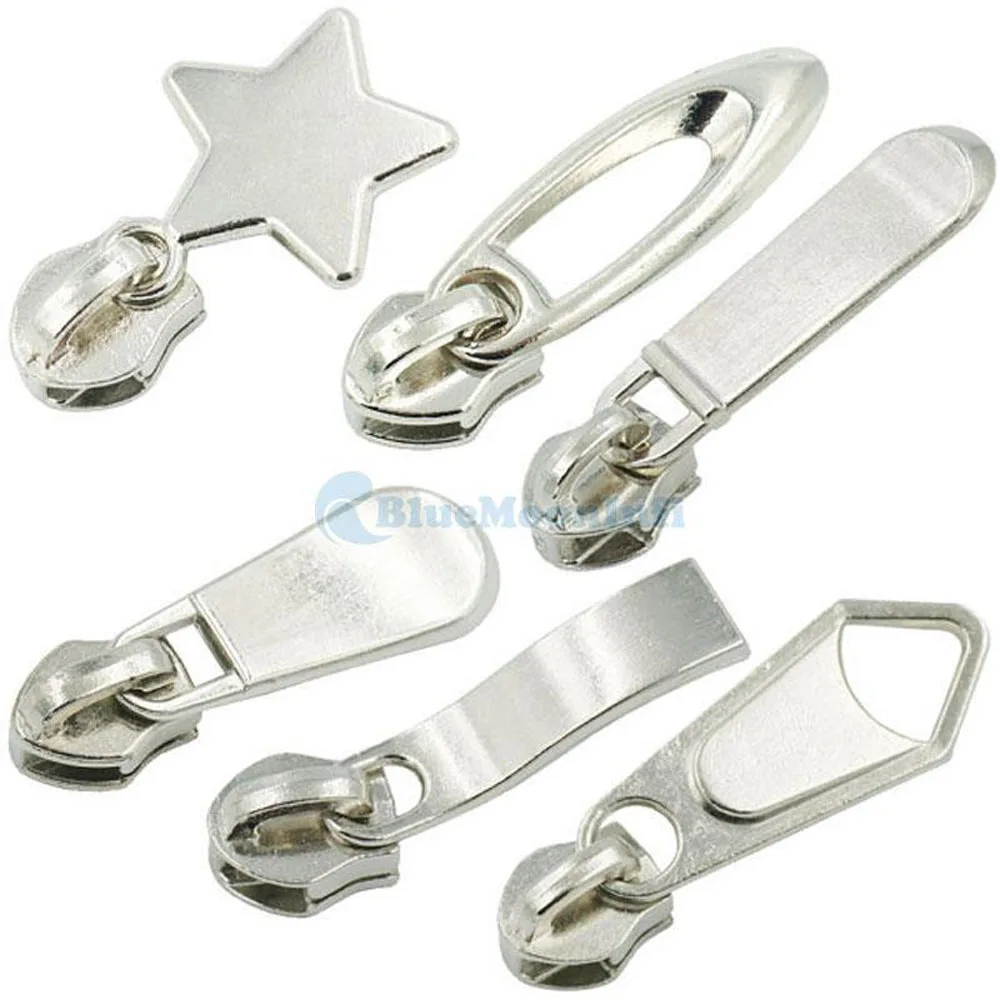 

15 Pcs / Lot Metal Zipper Slider Molded Fix Repair Tab Instant Kit Replacement Stop Bottom Repair 6 Types Choice