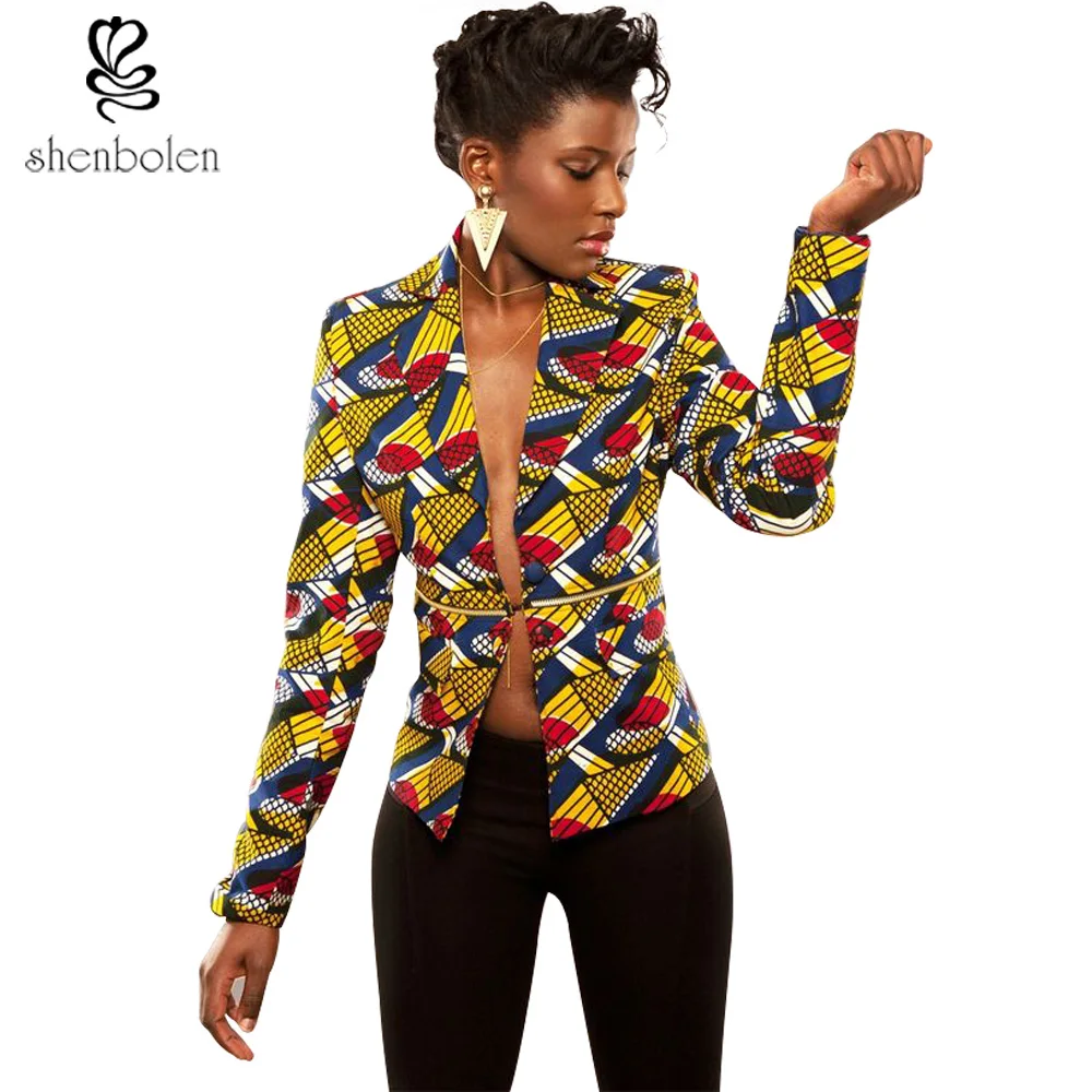 Koop Afrikaanse mode dame meisje batik stof jas vrouwelijke lange mouwen lente herfst jas vrouwen individualiteit ontwerp kleding