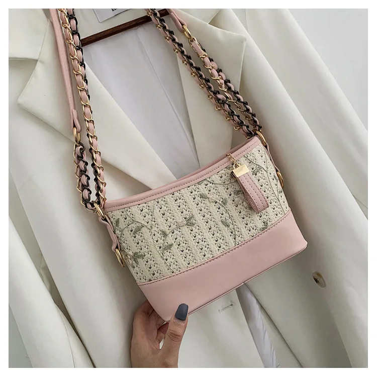 

Lace Bags For Women 2019 Pu Leather Women Embroidery Crossbody Bags Bucket Bag Female Small Fresh Flower Chain Shoulder Bag