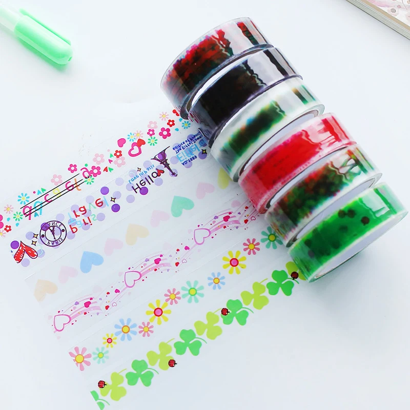 1.5cmx5m Photo Album PVC Tape Clover Flower Heart Waterproof Decorative Scotch Decorative Tapes