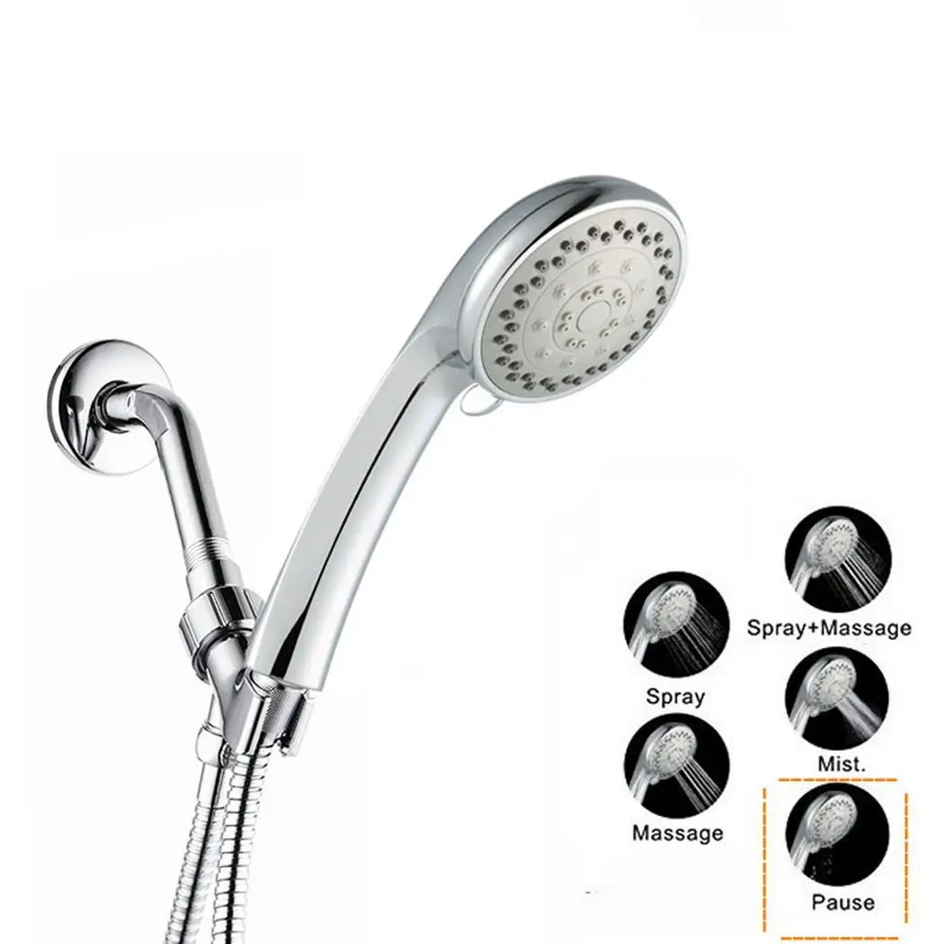 

High Pressure Stainless Steel Hose Handheld Overhead Silver 1.5m/59.1inch Shower Showerhead