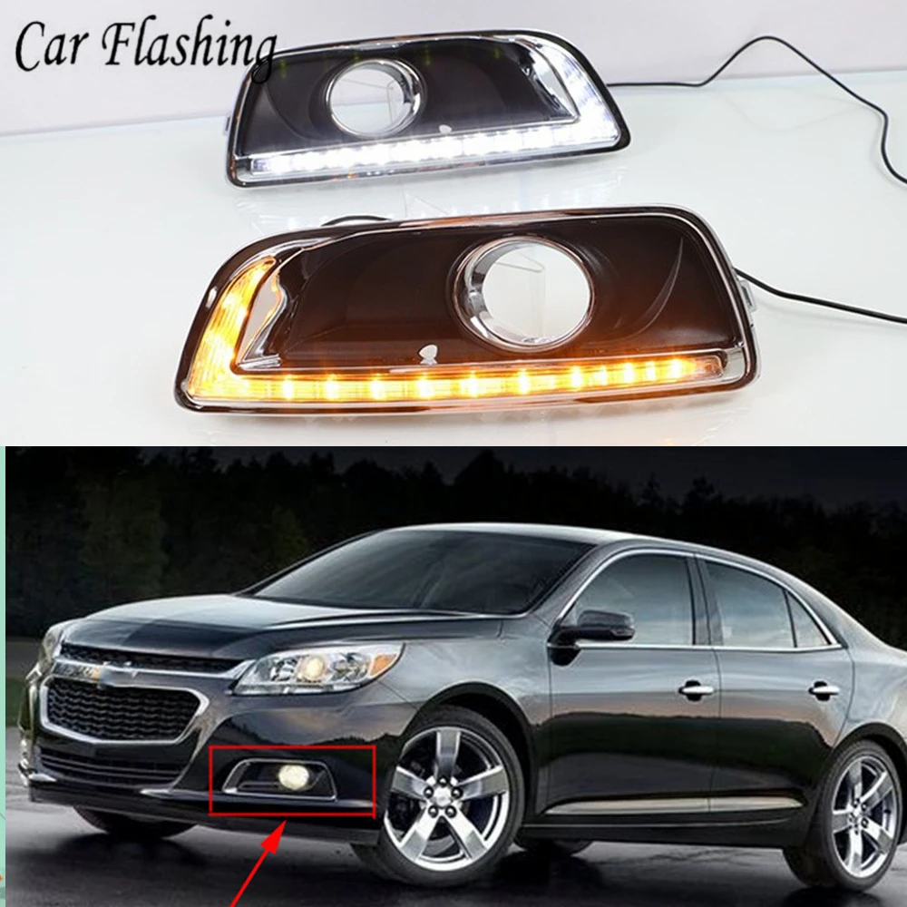 

Car Flashing 2pcs For Chevrolet Chevy Malibu 2012-2015 LED DRL Driving Daytime Running Light lamp Relay 12V Daylight car styling