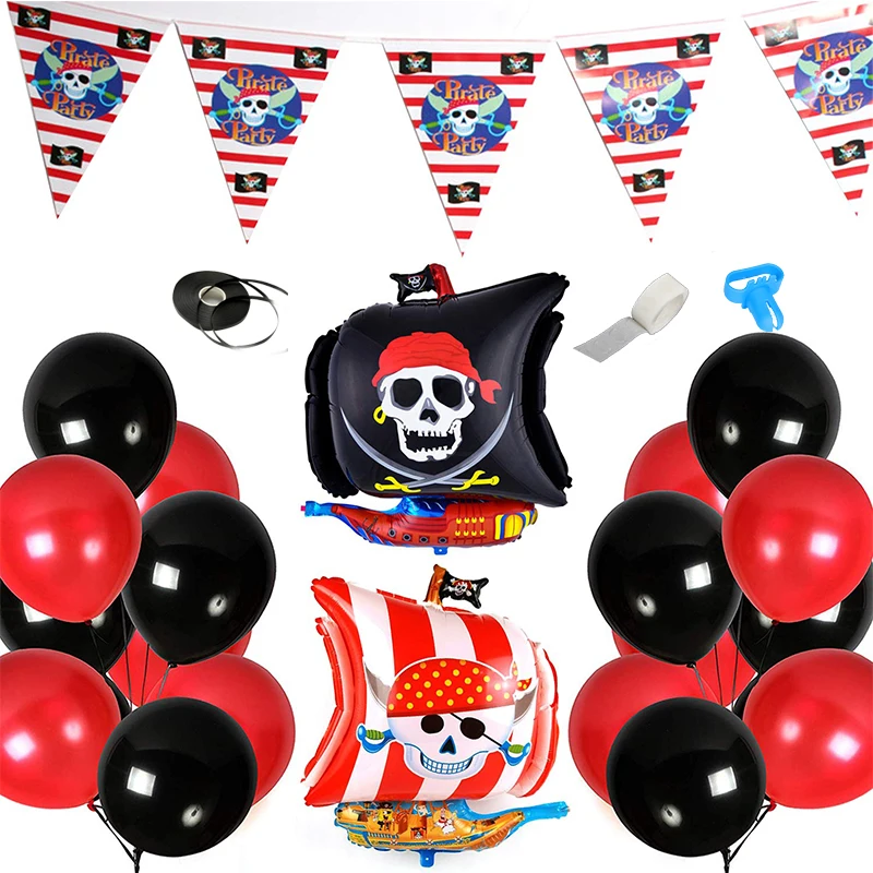 Red Printed Paper Pirate Hat Pirate Halloween Birthday Party Decor