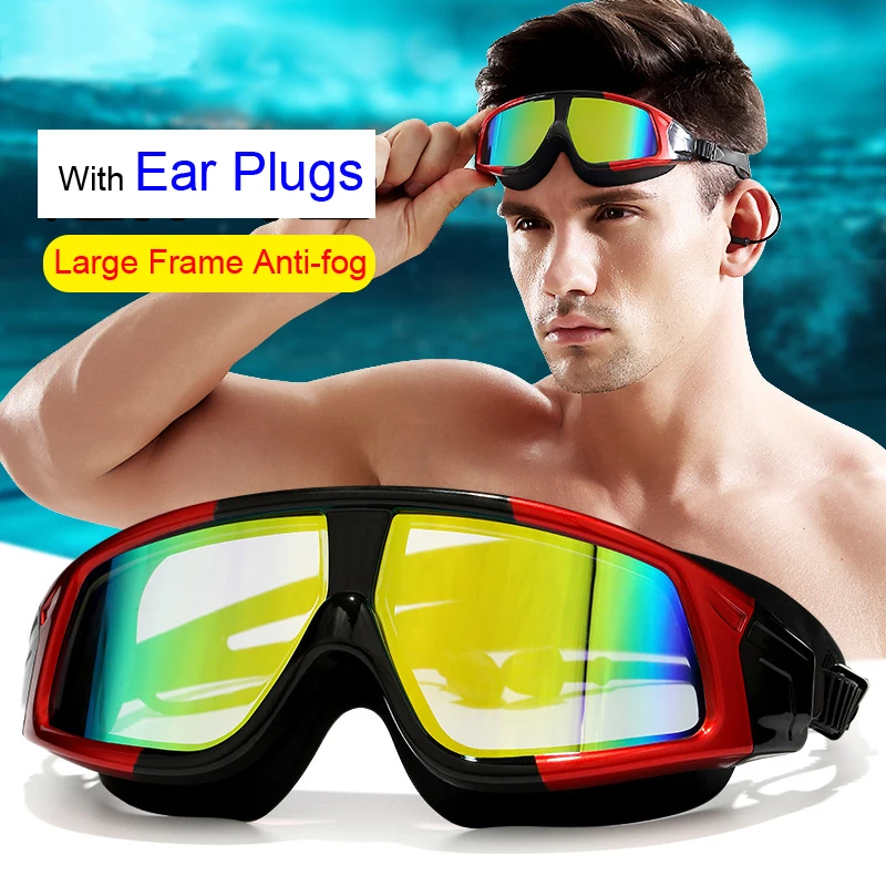 Adult Professional Swimming Goggles prescription Large Frame Plated