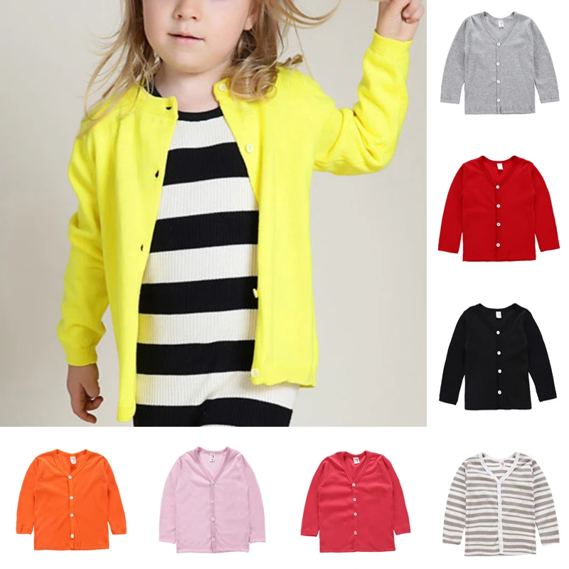 

Kids Cardigan Spring Summer Candy Color Stripe Long Sleeve Toddler Outerwear Clothes Children Coat Boy Girl Knitwear