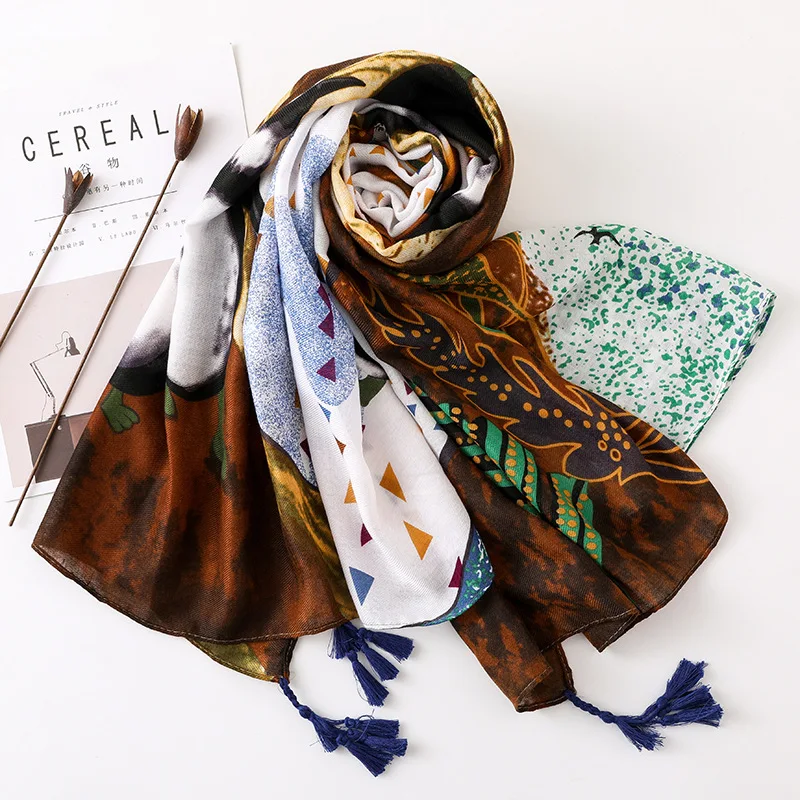 

2018 Spain Luxury African Ethnic Viscose Scarf Ladies Printe Shawls and Wraps Muffler Headband Echarpe Foulard Muslim Hijab Caps