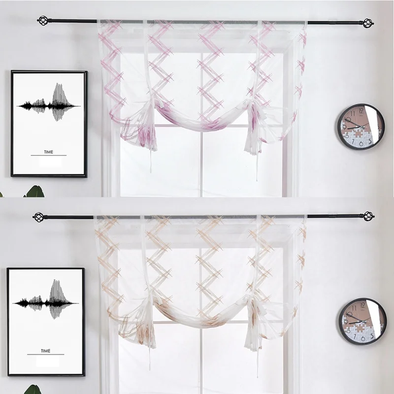 

Burnout Roman Pastoral Curtains Balloon Window Curtain Modern Blinds Sewing Quality Fabric Geometric Curtain Texture