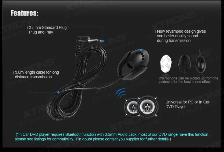 auto battery tester XTRONS MIC001&MIC002 & MIC003 &MIC004 External Microphone Kit for Car DVD Player car battery tester