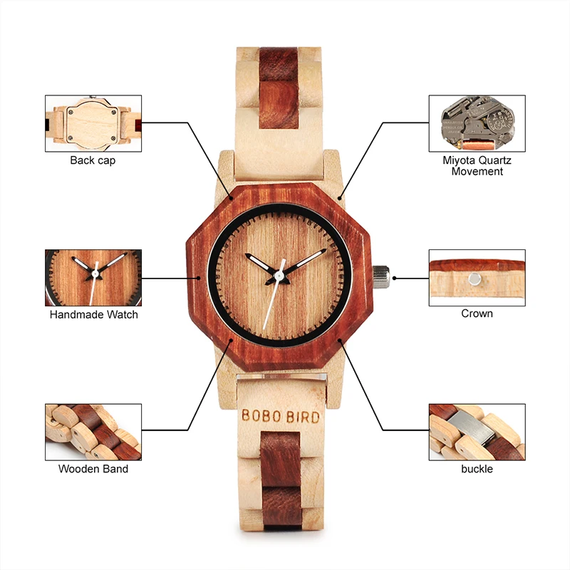 Бобо птица v-m26 женские часы Аналоговые элегантный все дерево женское платье часы Relogio feminino кварцевые часы как подарок пункта