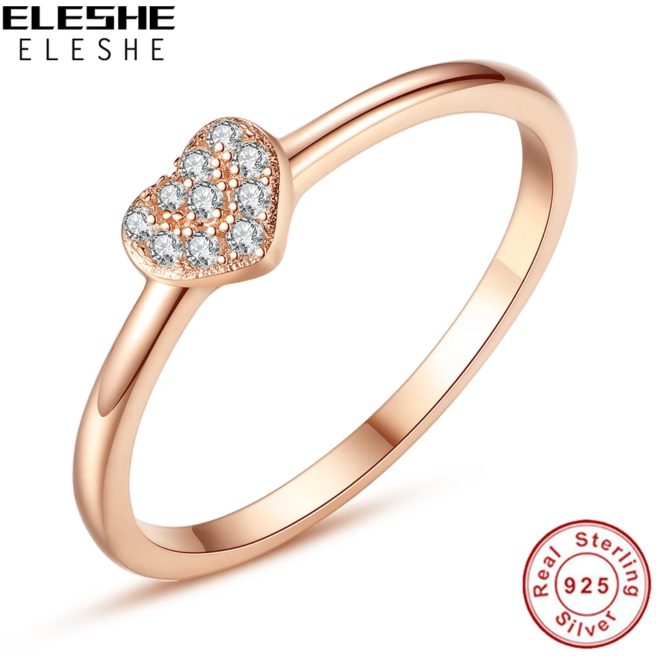 Женское серебряное кольцо ELESHE обручальное из розового золота 925 пробы с